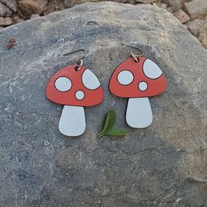 Hand Painted Mushroom Earrings
